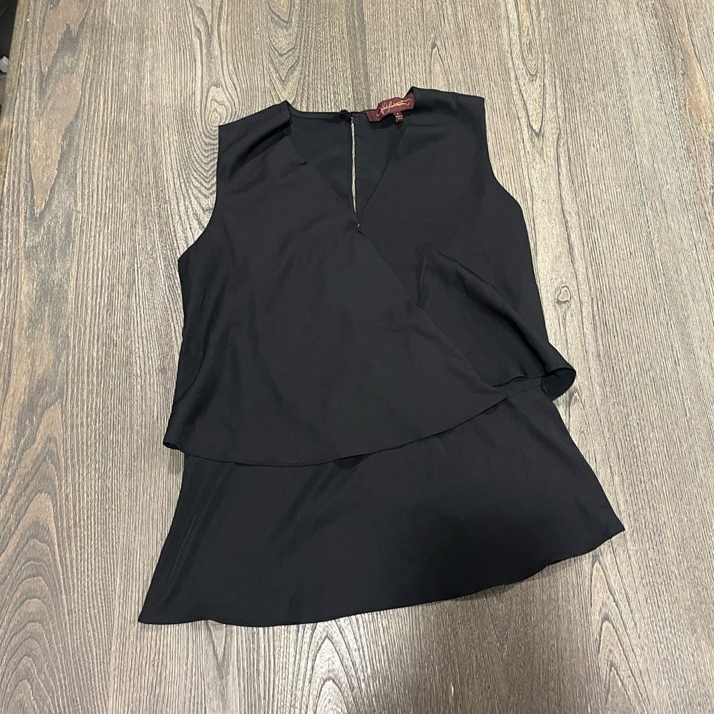 Hal Rubinstein Black Sleeveless V-Neck Layered Blouse Size S
